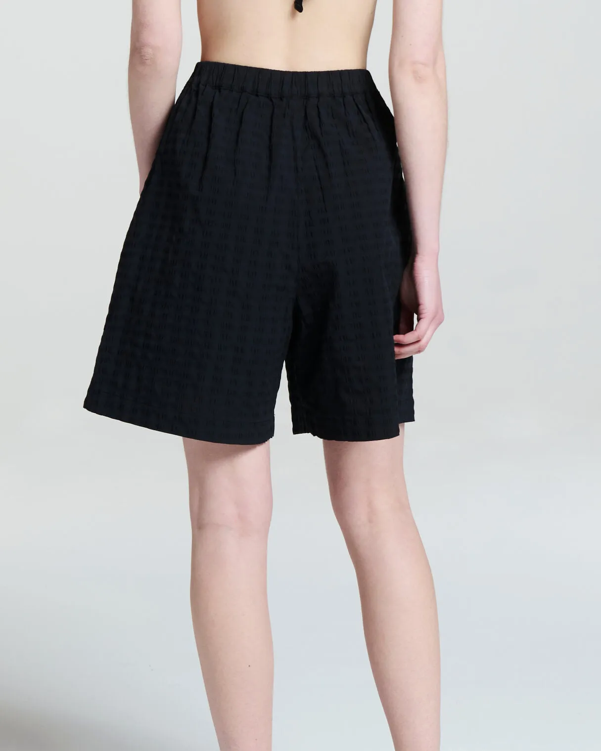 Carros Short Black Textured Cotton
