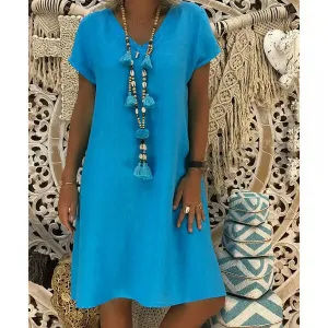 Cassie | Casual V-Neck Linen Midi Dress