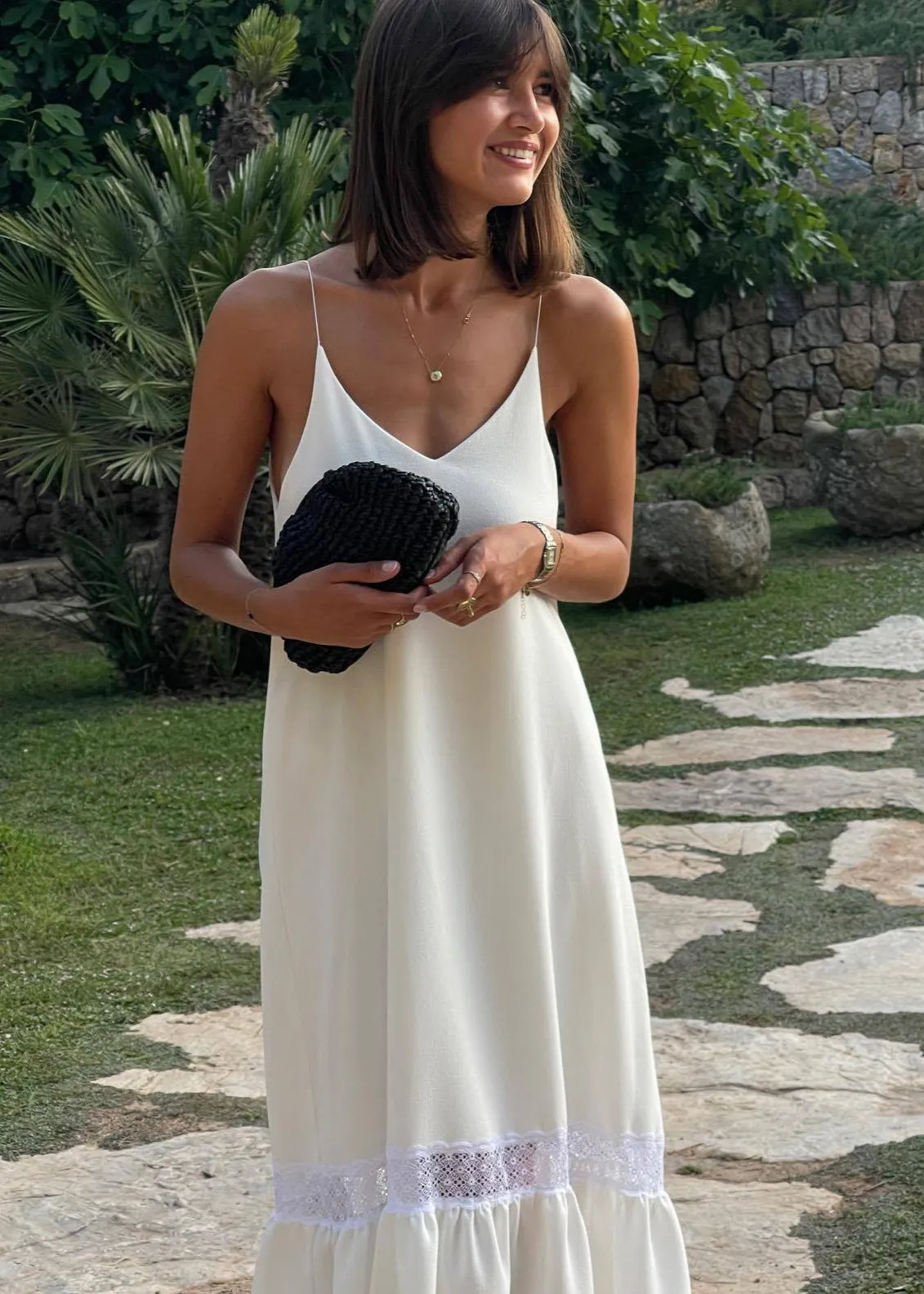 Celeste - Lace Trim Maxi Dress