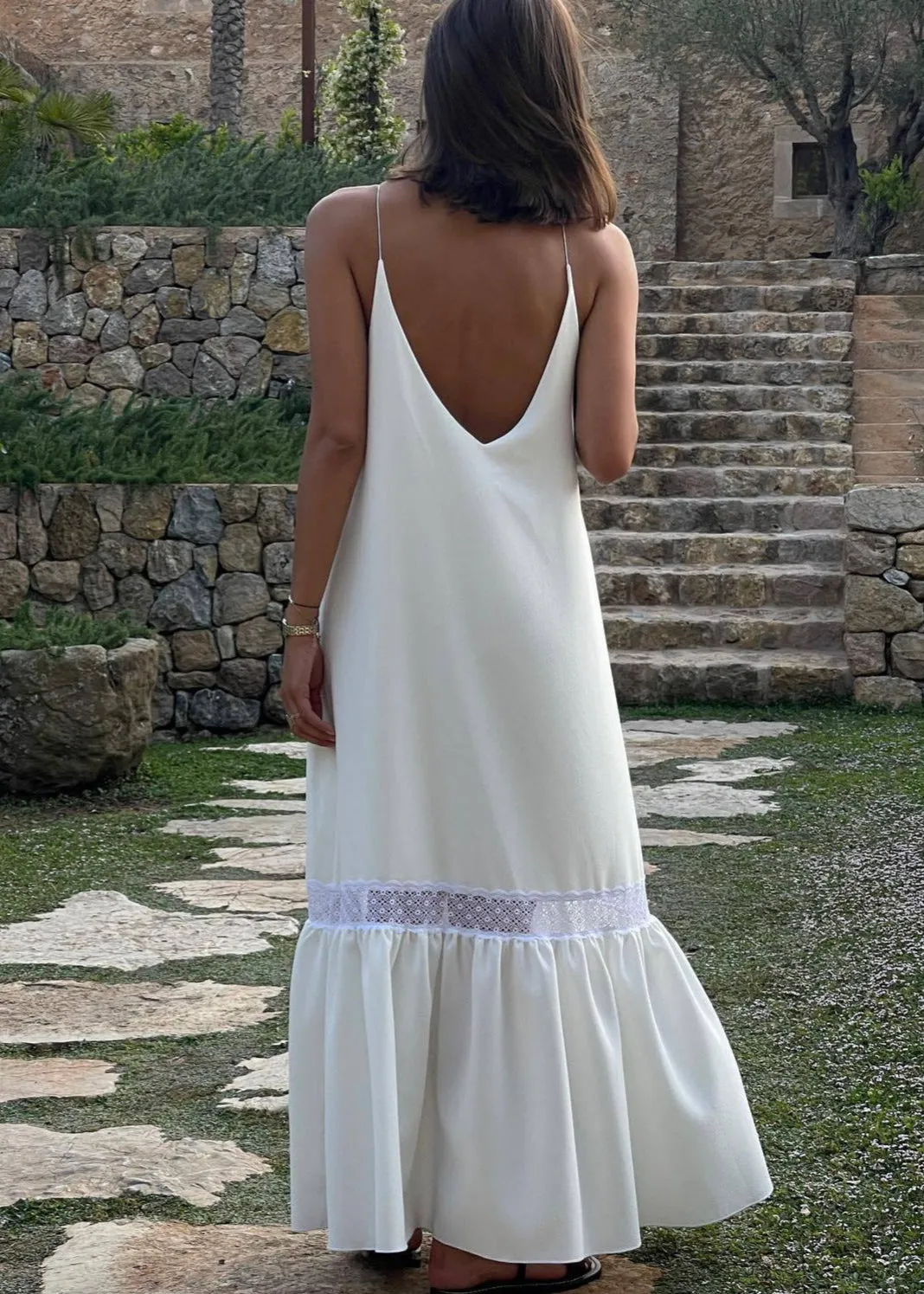 Celeste - Lace Trim Maxi Dress