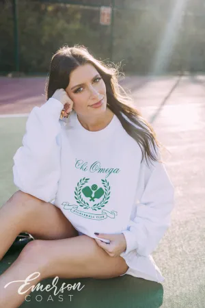 Chi Omega Pickleball Club White Crewneck