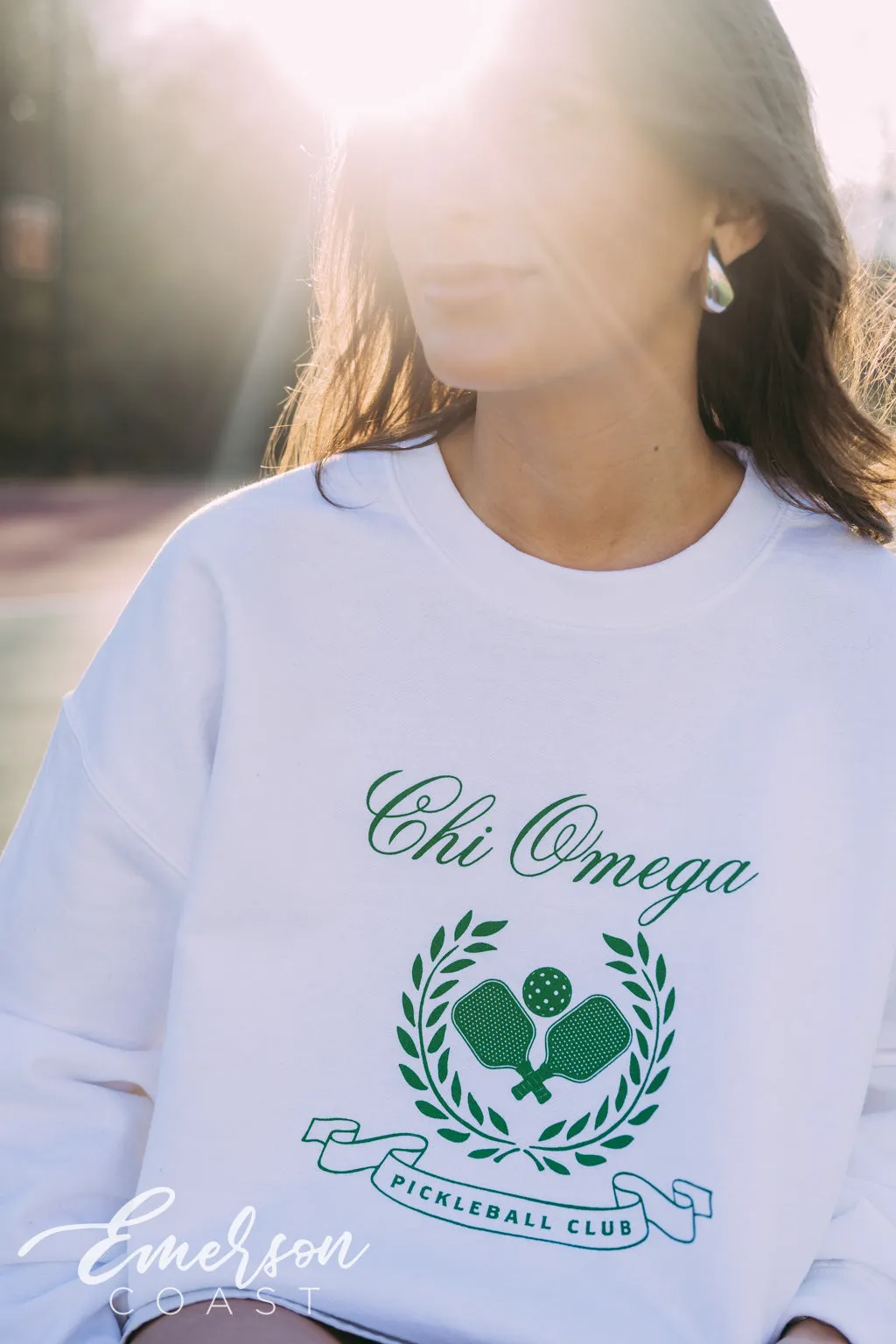Chi Omega Pickleball Club White Crewneck
