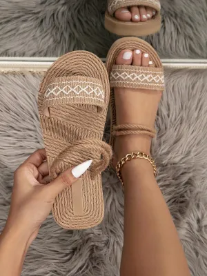 Chic Vacation Flats Trendy Womens Geometric Slides