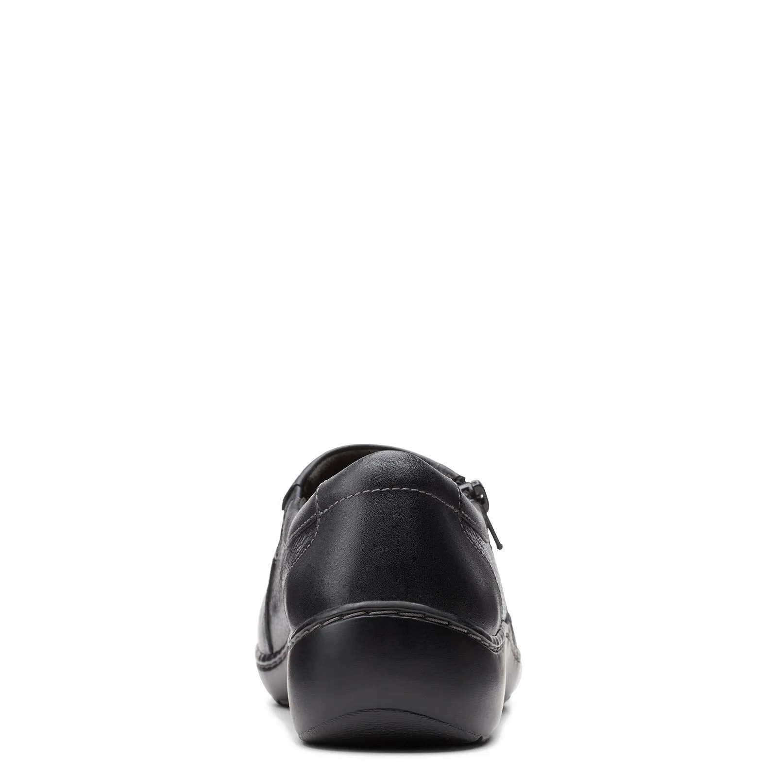 Clarks womens Cora Giny Loafer Flat, Black Tumbled/Smooth Leather, 9 Wide US