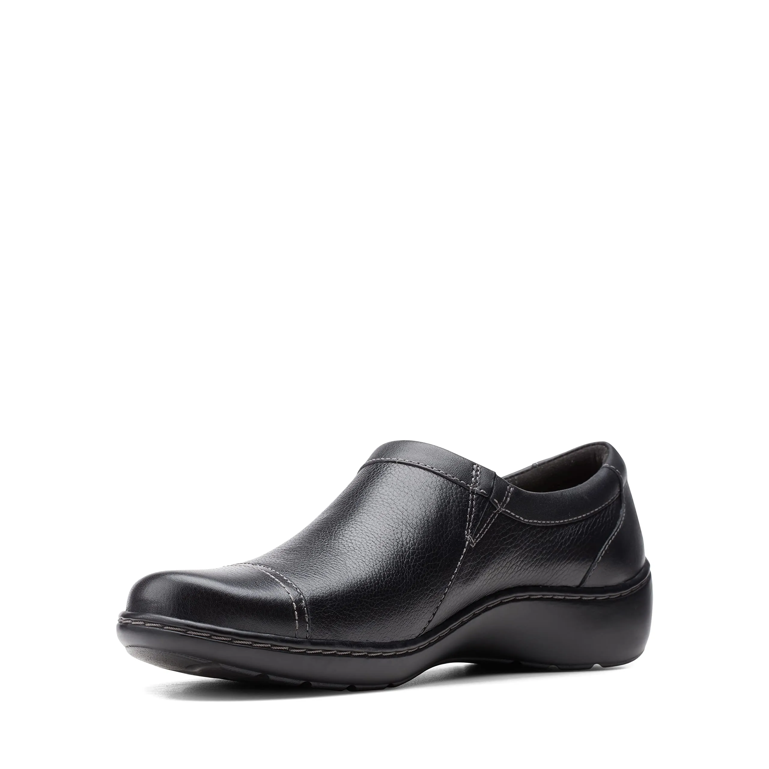 Clarks womens Cora Giny Loafer Flat, Black Tumbled/Smooth Leather, 9 Wide US