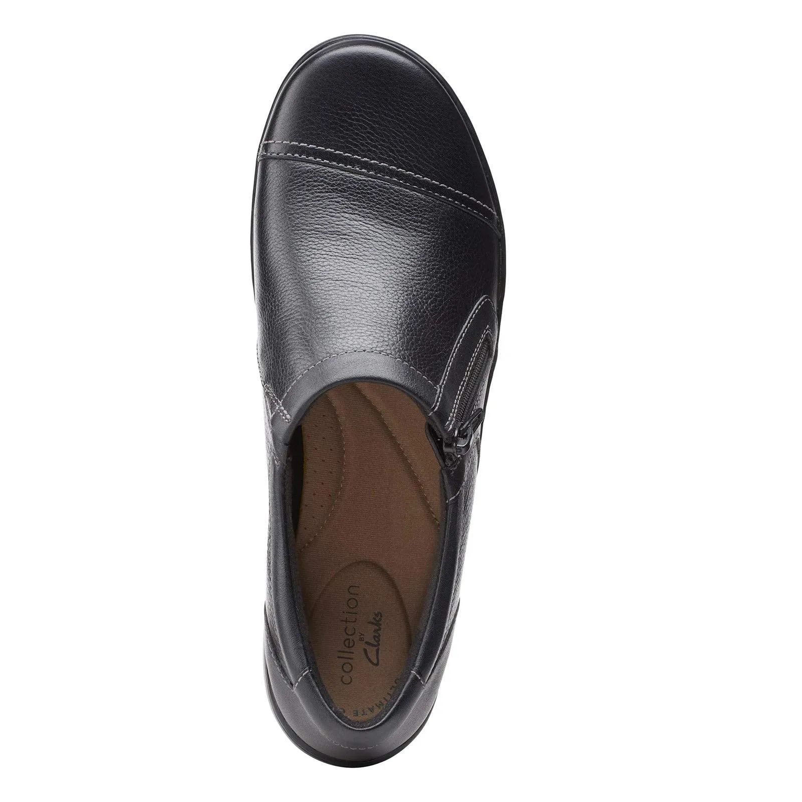 Clarks womens Cora Giny Loafer Flat, Black Tumbled/Smooth Leather, 9 Wide US