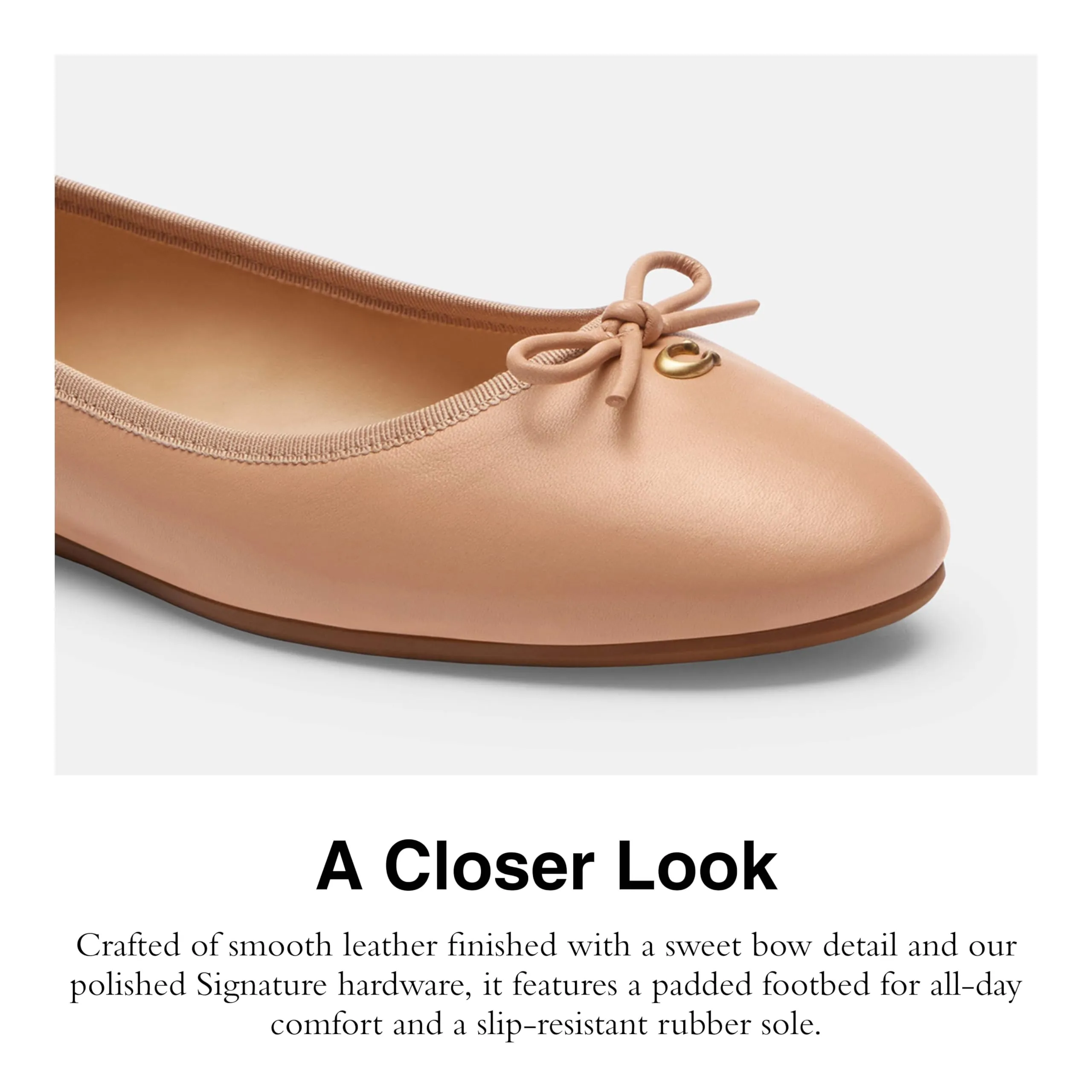 Coach Women's Abigail Leather Ballet Flat, Beechwood, 5.5