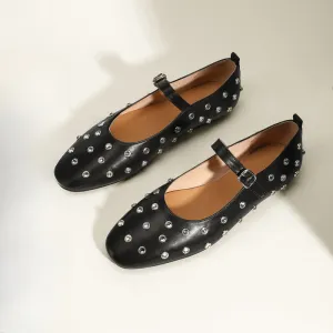 Crystal Studded Mary Janes Flats | 2 Colors | Poundton