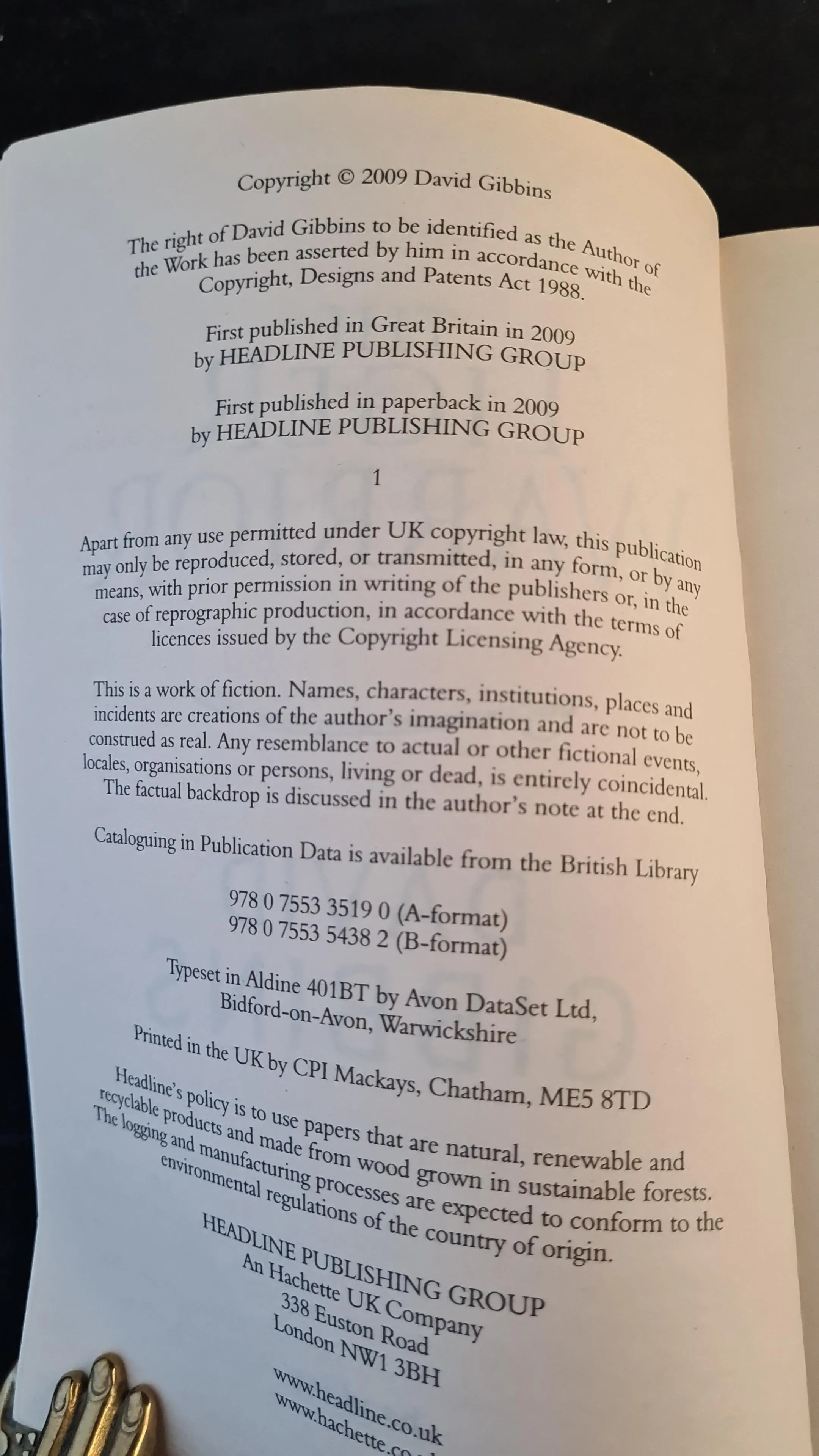 David Gibbins - The Tiger Warrior, Headline, 2009, Paperbacks
