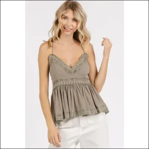 Dazzle in our V-neck Cami: Because Every Diva Needs a Little Lace! ✨