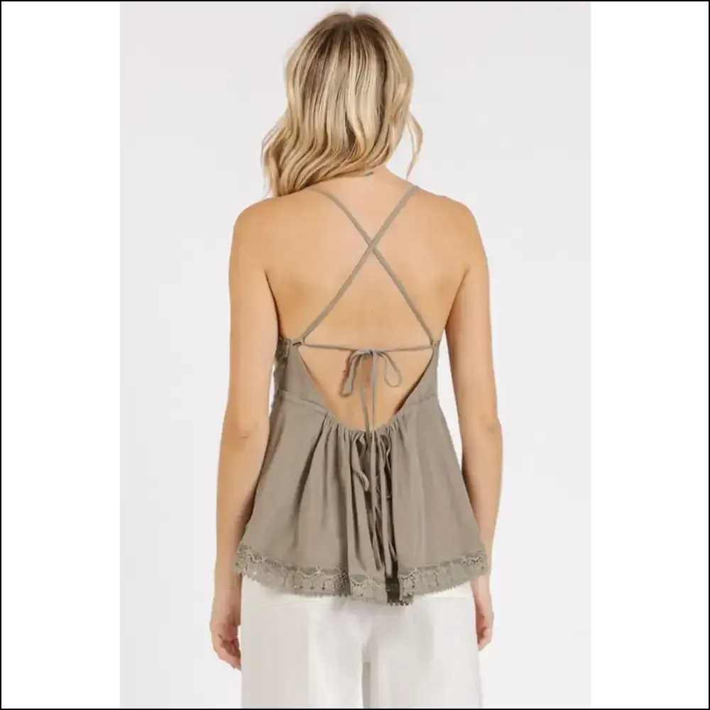 Dazzle in our V-neck Cami: Because Every Diva Needs a Little Lace! ✨