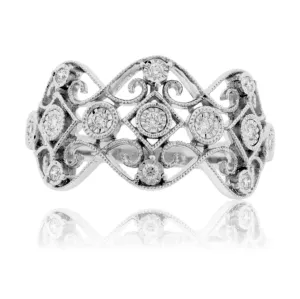 Diamond Milgrain Style Filigree Band