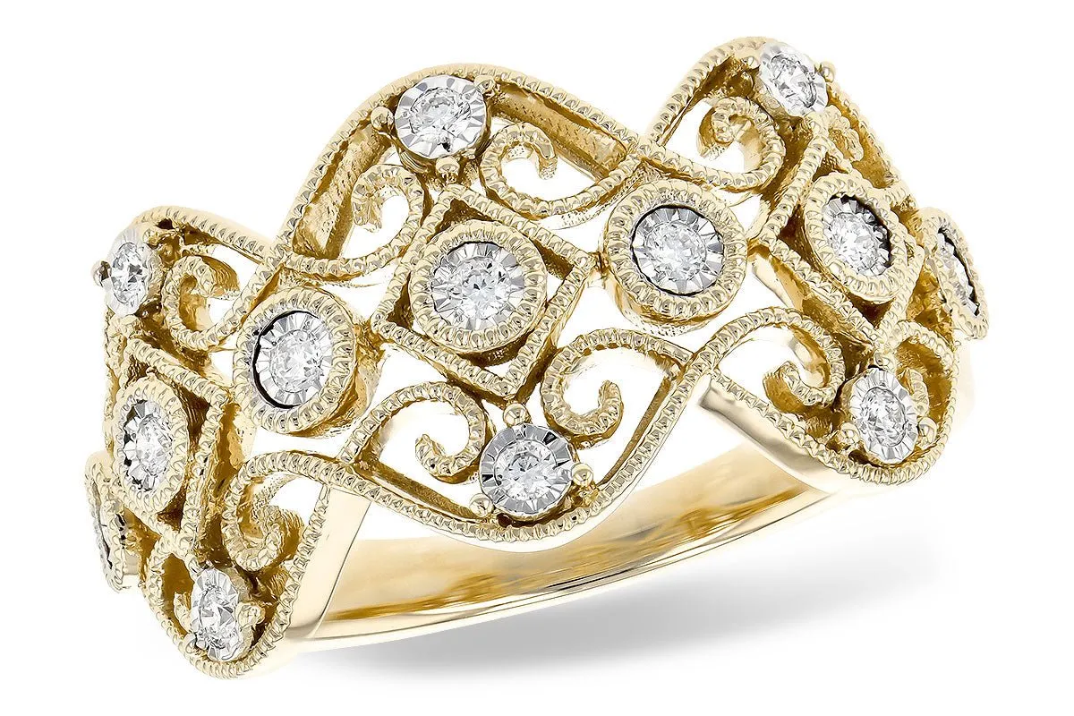 Diamond Milgrain Style Filigree Band