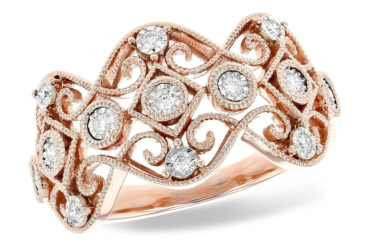 Diamond Milgrain Style Filigree Band