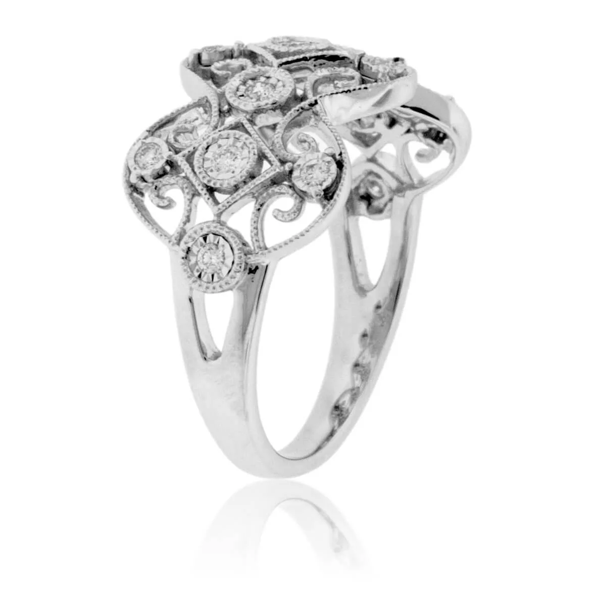Diamond Milgrain Style Filigree Band