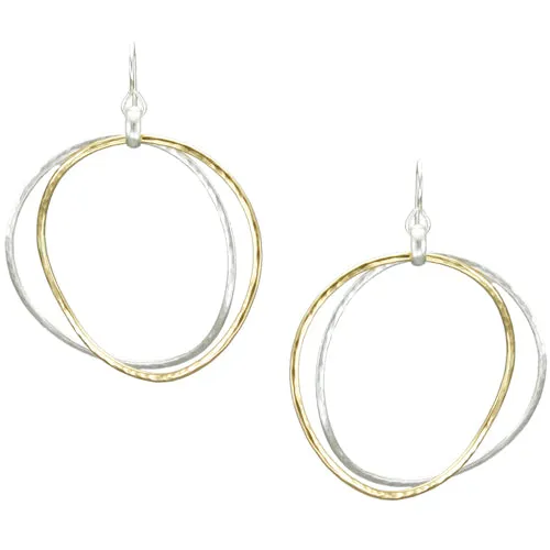 Double Hammered Hoops Wire Earrings