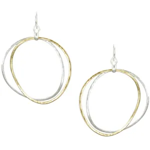 Double Hammered Hoops Wire Earrings