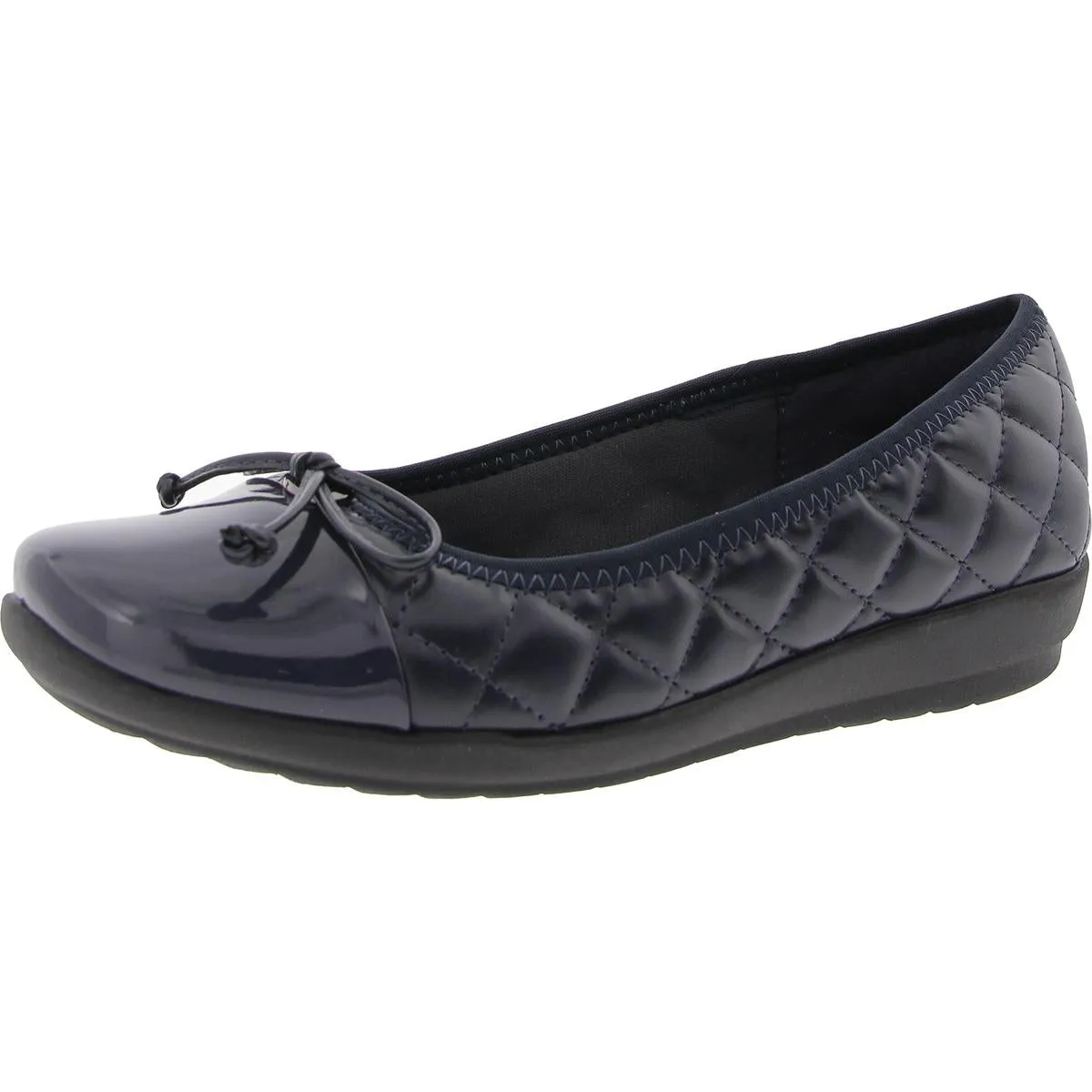 Easy Spirit Womens SEADRINA Quilted Faux Leather Ballet Flats
