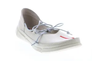 Ecco 2nd Nature Slip-On 10173-00117 Womens Beige Leather Lace Up Clogs Slippers Shoes