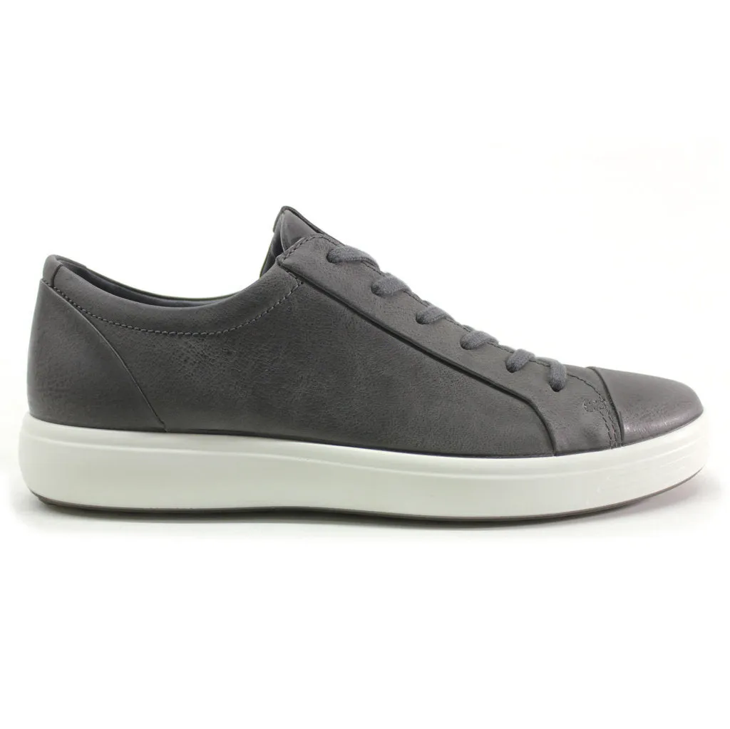 Ecco Soft 7 Full Grain Leather Men's Fashion Trainers - Titanium