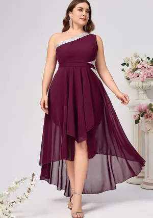 Elegant Asymmetrical One-Shoulder Dress with Flowing Layers