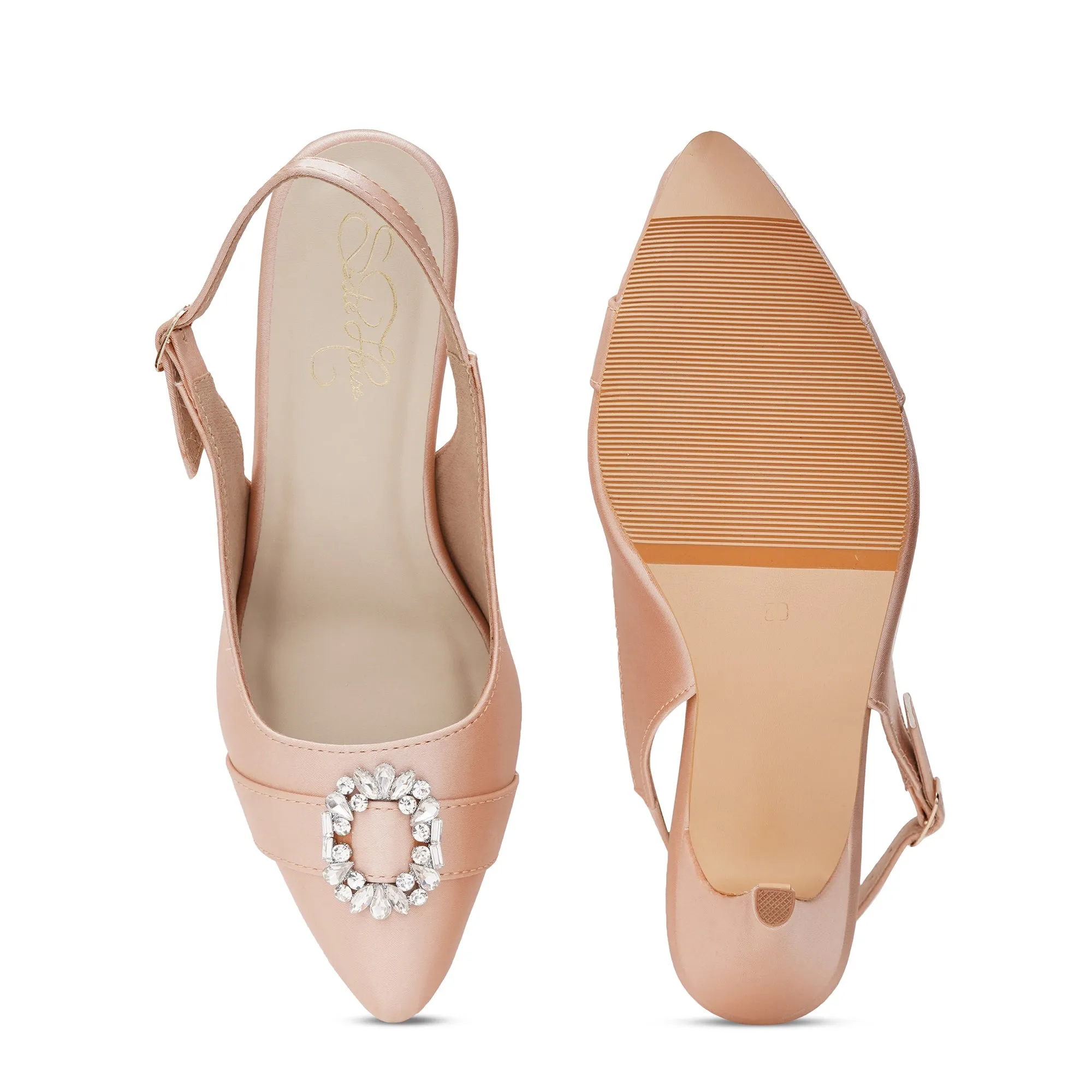 Elegant Satin Slingback Pencil Heels