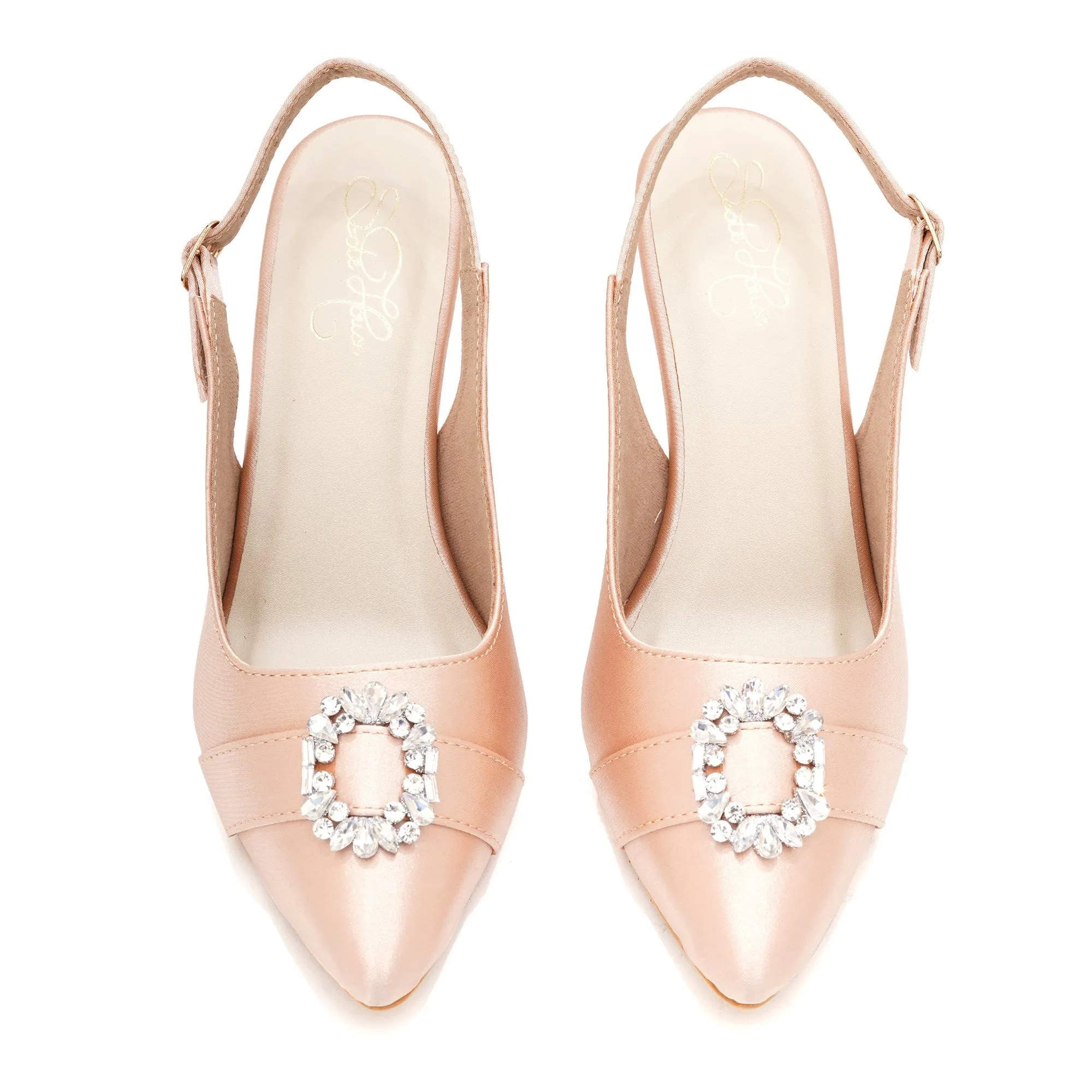 Elegant Satin Slingback Pencil Heels