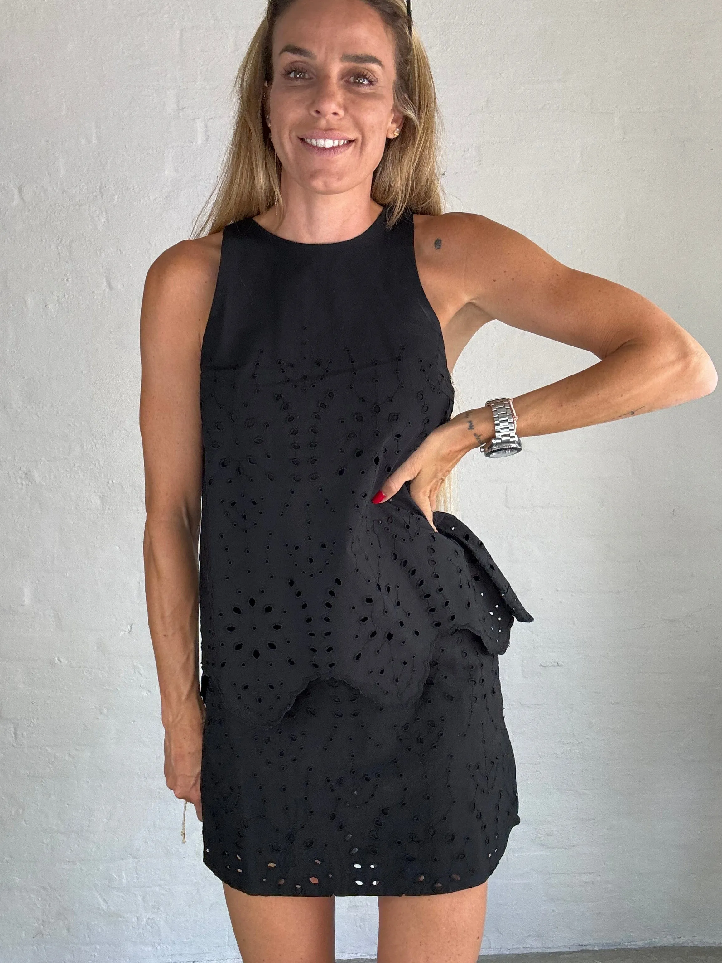 Embroidery anglaise skirt - Black - Kelli - Selected femme 
