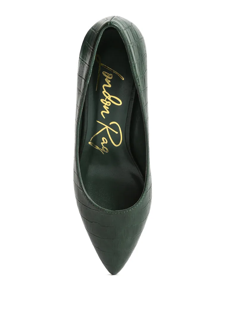 Emersyn Croc Block Heel Pump Shoes By Ruw