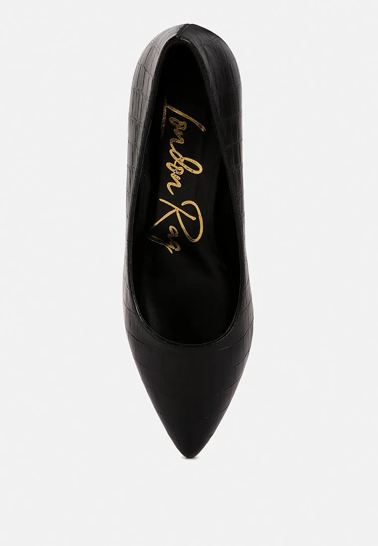 Emersyn Croc Block Heel Pump Shoes By Ruw