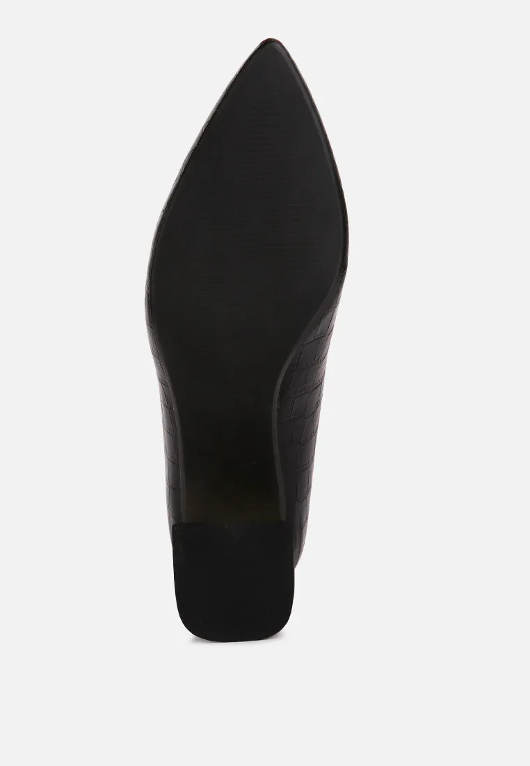 Emersyn Croc Block Heel Pump Shoes By Ruw