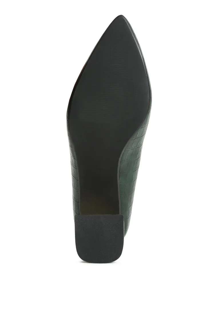 Emersyn Croc Block Heel Pump Shoes By Ruw