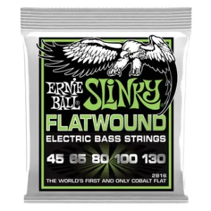 Ernie Ball 2816 Bass Guitar Strings 5-String Flatwound Regular Slinky 45-130