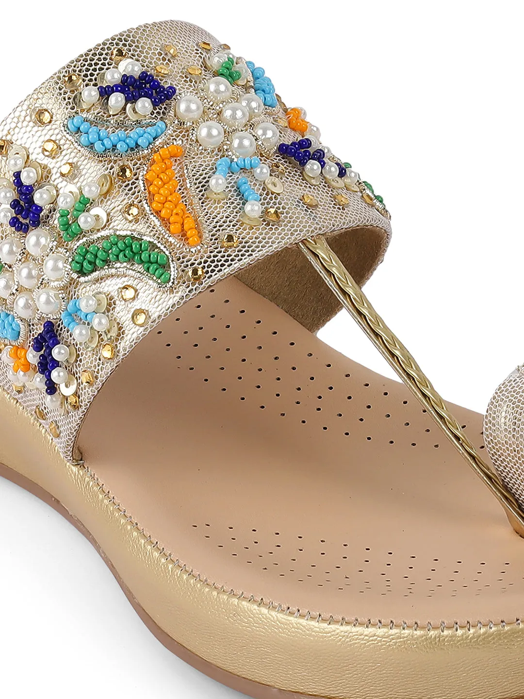 Fancy Flatform Heel V Shape Upper Synthetic Bottom Ethnic Wear Sandals