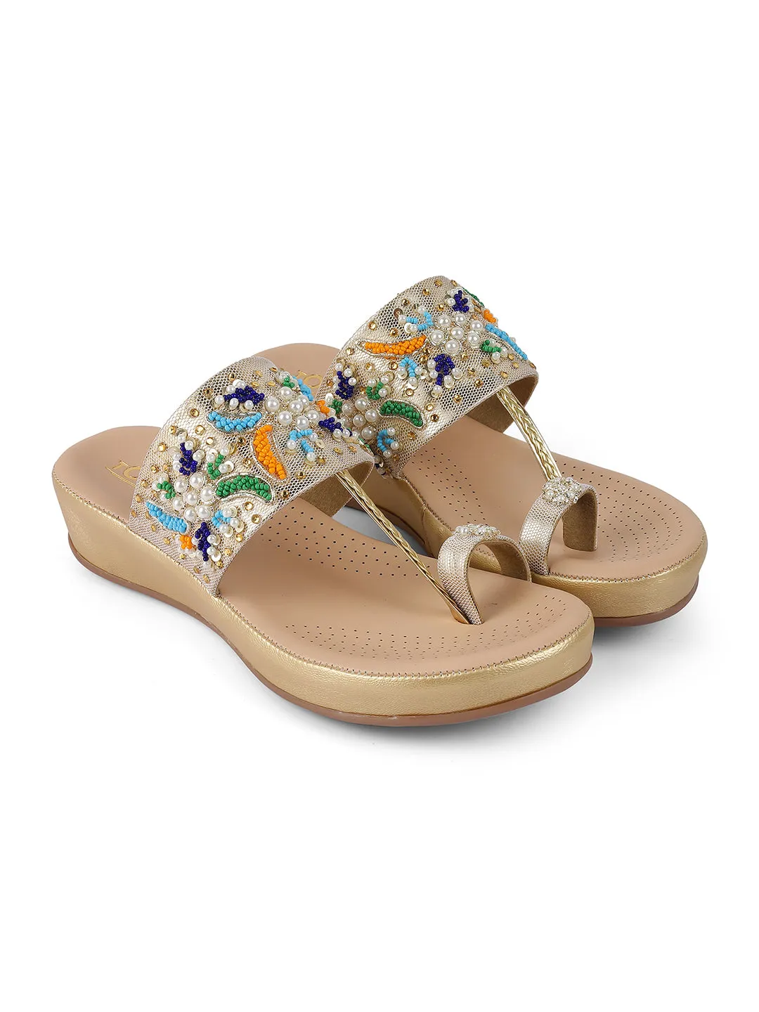 Fancy Flatform Heel V Shape Upper Synthetic Bottom Ethnic Wear Sandals
