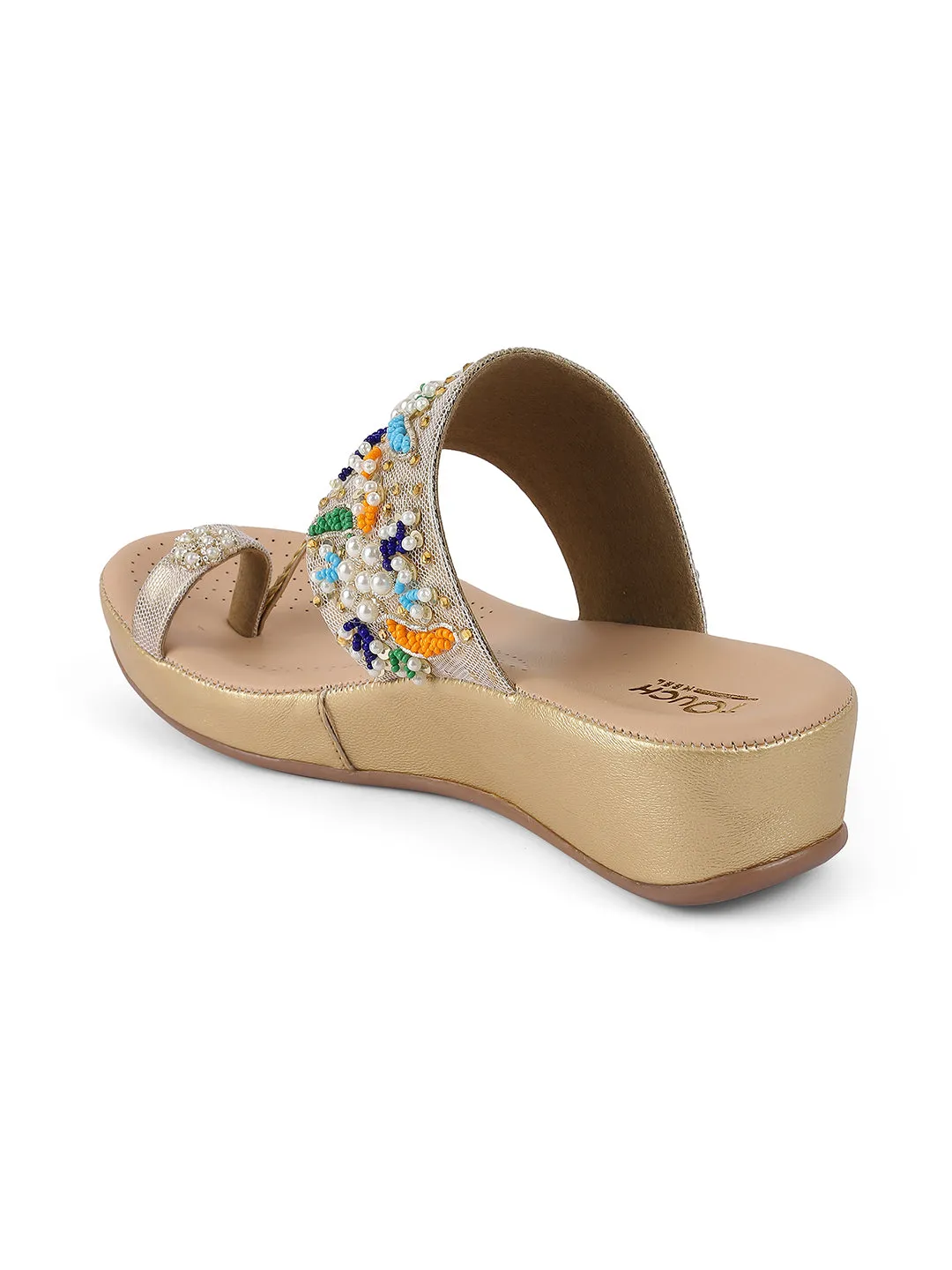 Fancy Flatform Heel V Shape Upper Synthetic Bottom Ethnic Wear Sandals