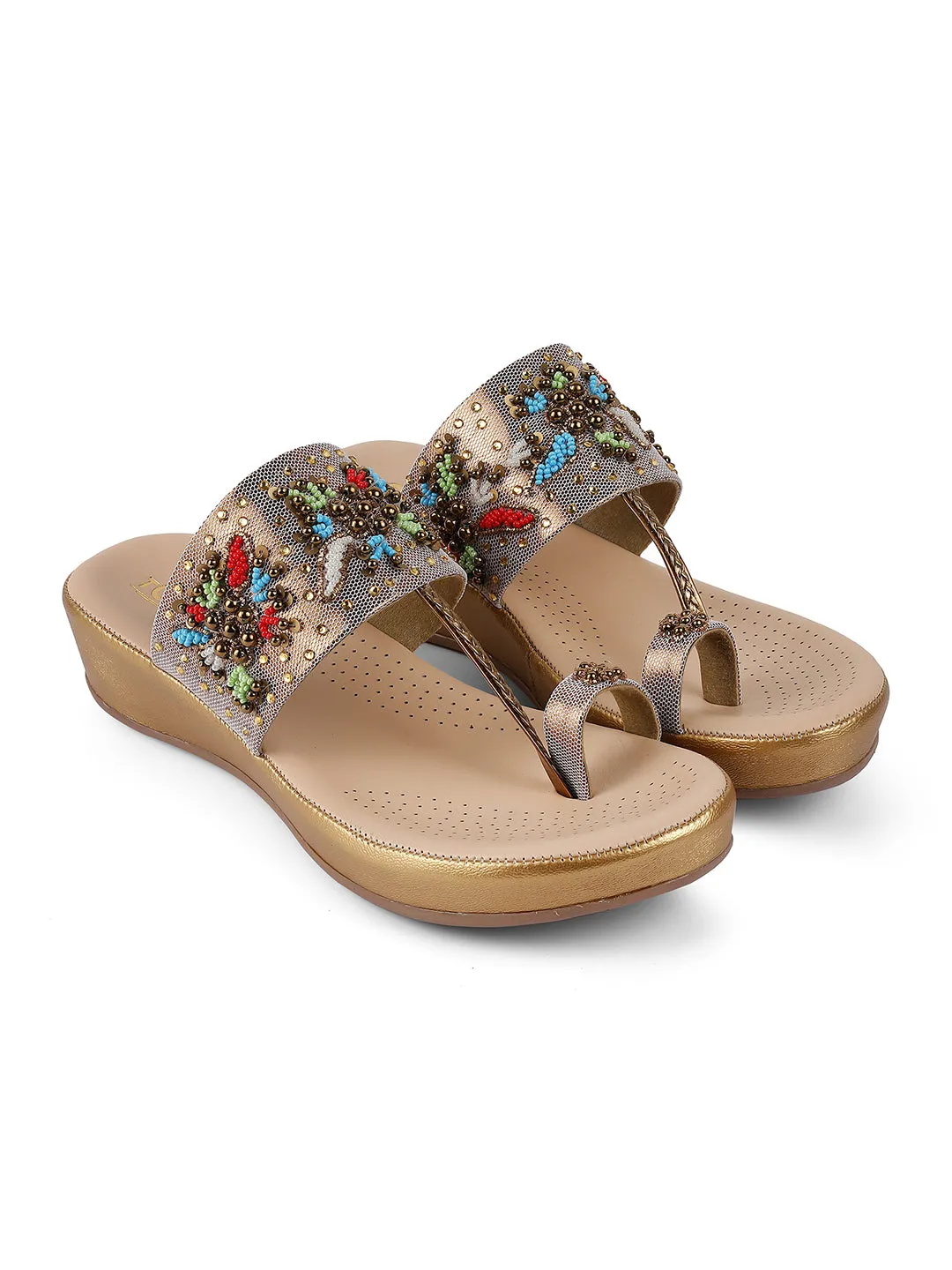Fancy Flatform Heel V Shape Upper Synthetic Bottom Ethnic Wear Sandals