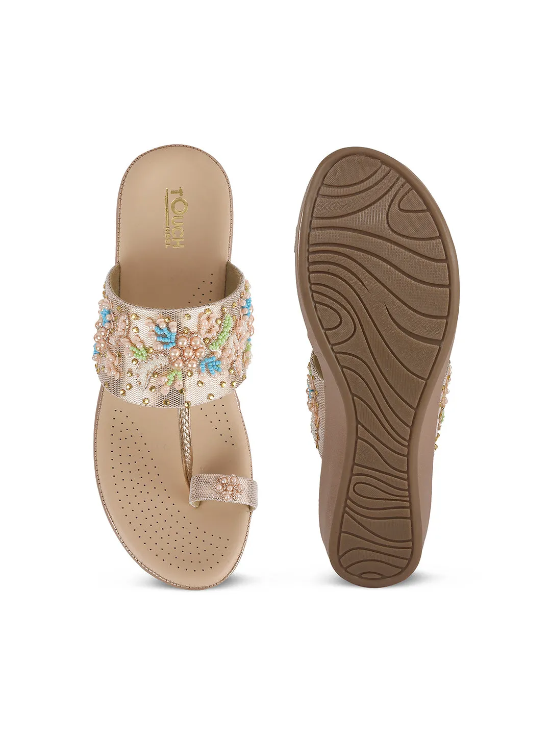Fancy Flatform Heel V Shape Upper Synthetic Bottom Ethnic Wear Sandals