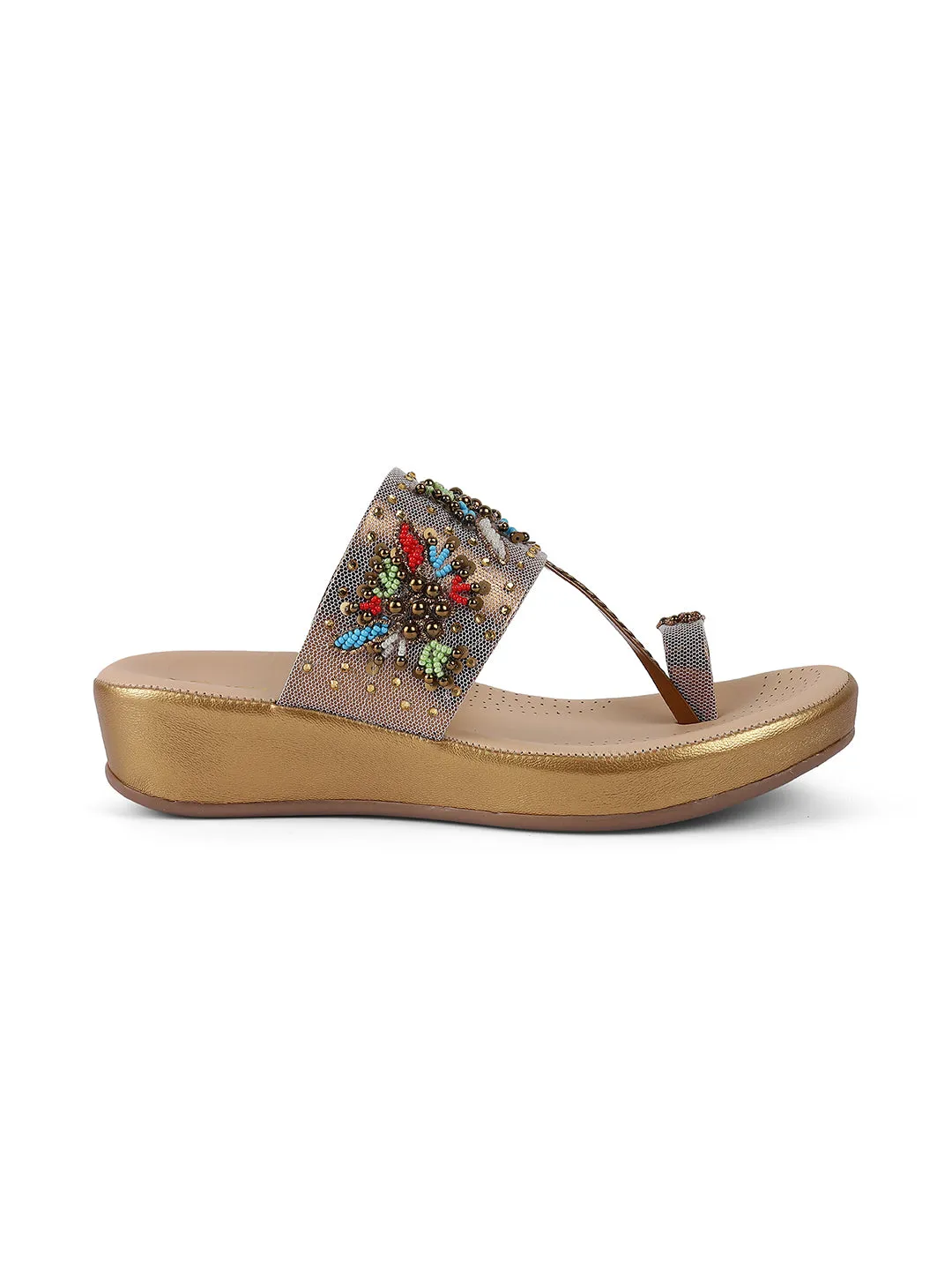 Fancy Flatform Heel V Shape Upper Synthetic Bottom Ethnic Wear Sandals