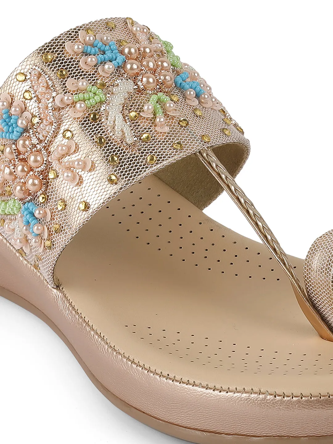 Fancy Flatform Heel V Shape Upper Synthetic Bottom Ethnic Wear Sandals