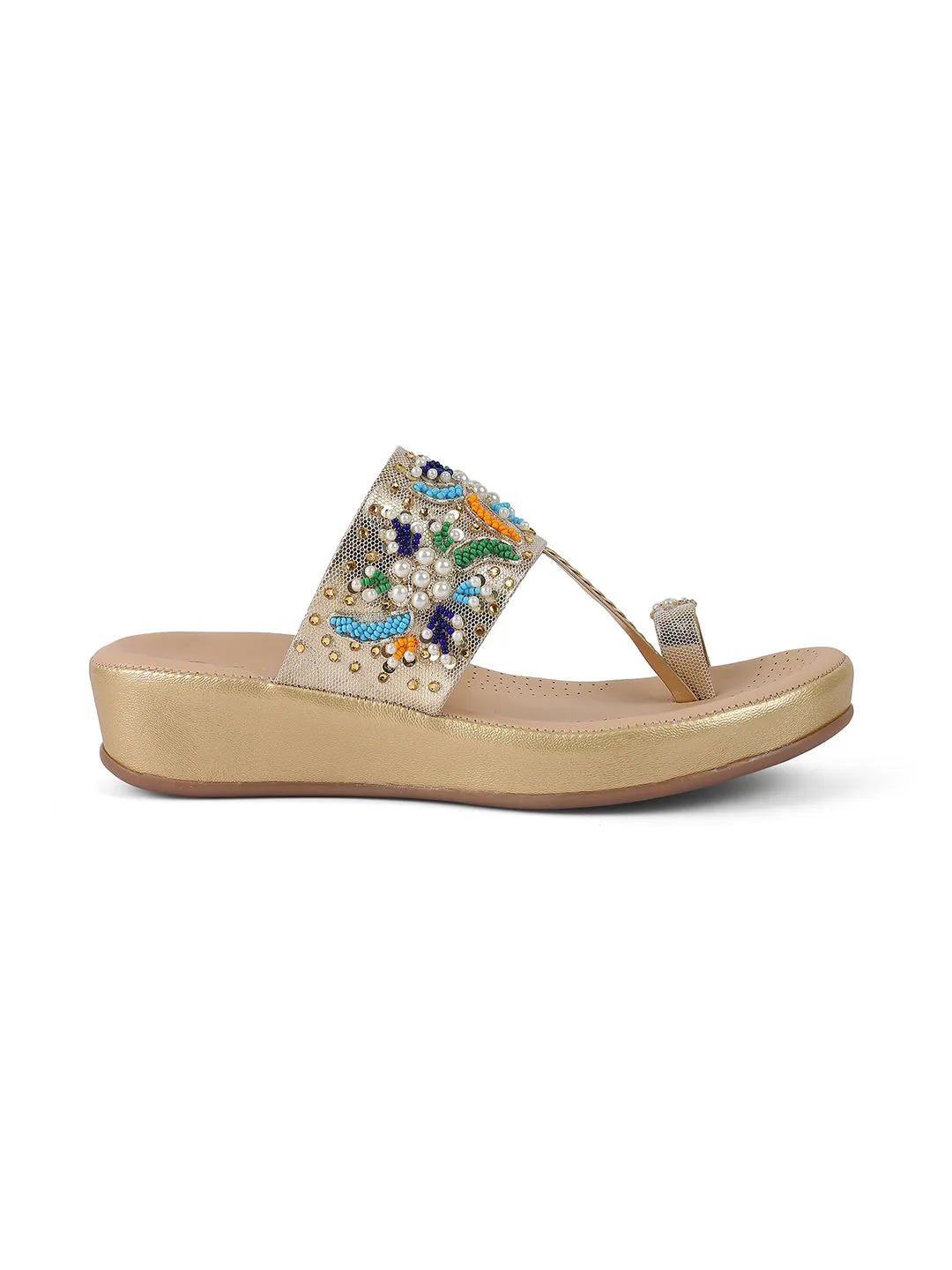 Fancy Flatform Heel V Shape Upper Synthetic Bottom Ethnic Wear Sandals
