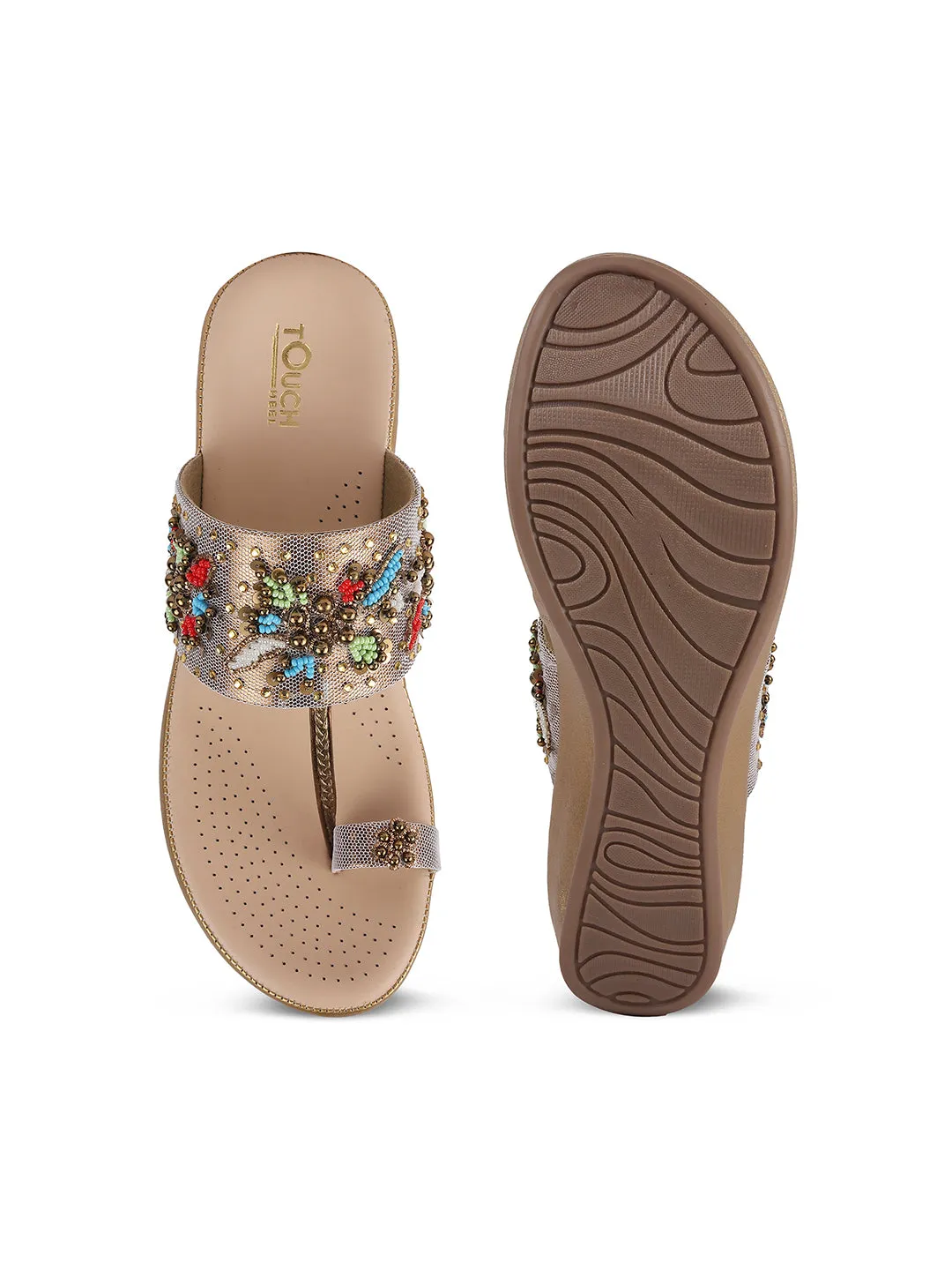 Fancy Flatform Heel V Shape Upper Synthetic Bottom Ethnic Wear Sandals