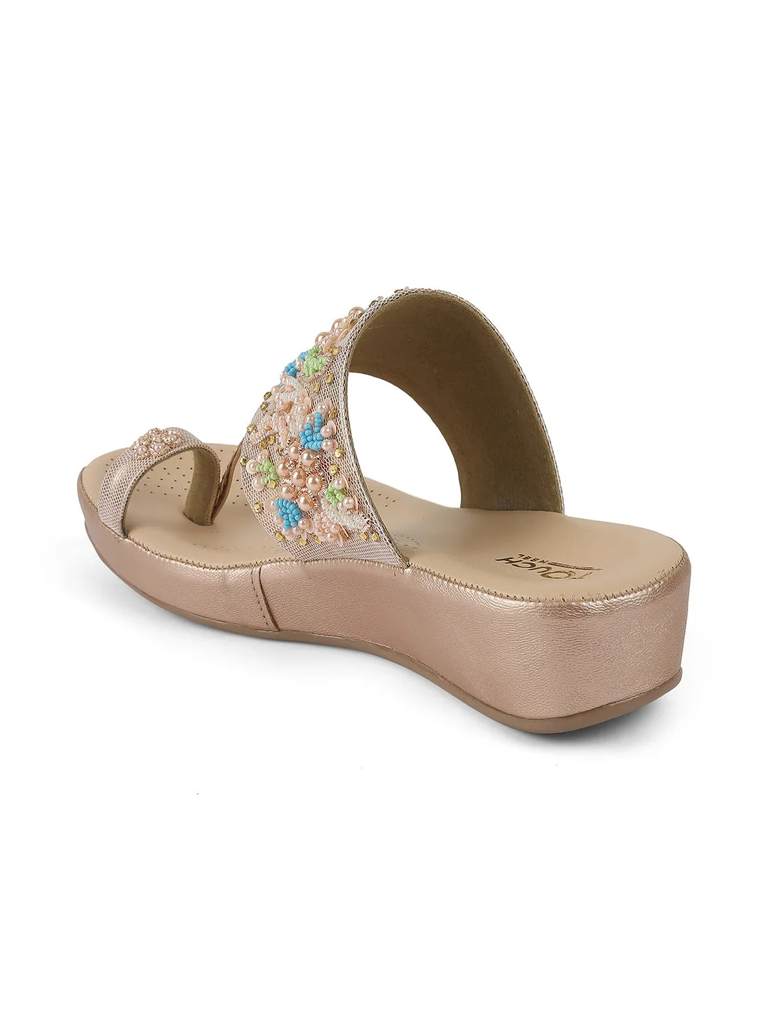 Fancy Flatform Heel V Shape Upper Synthetic Bottom Ethnic Wear Sandals