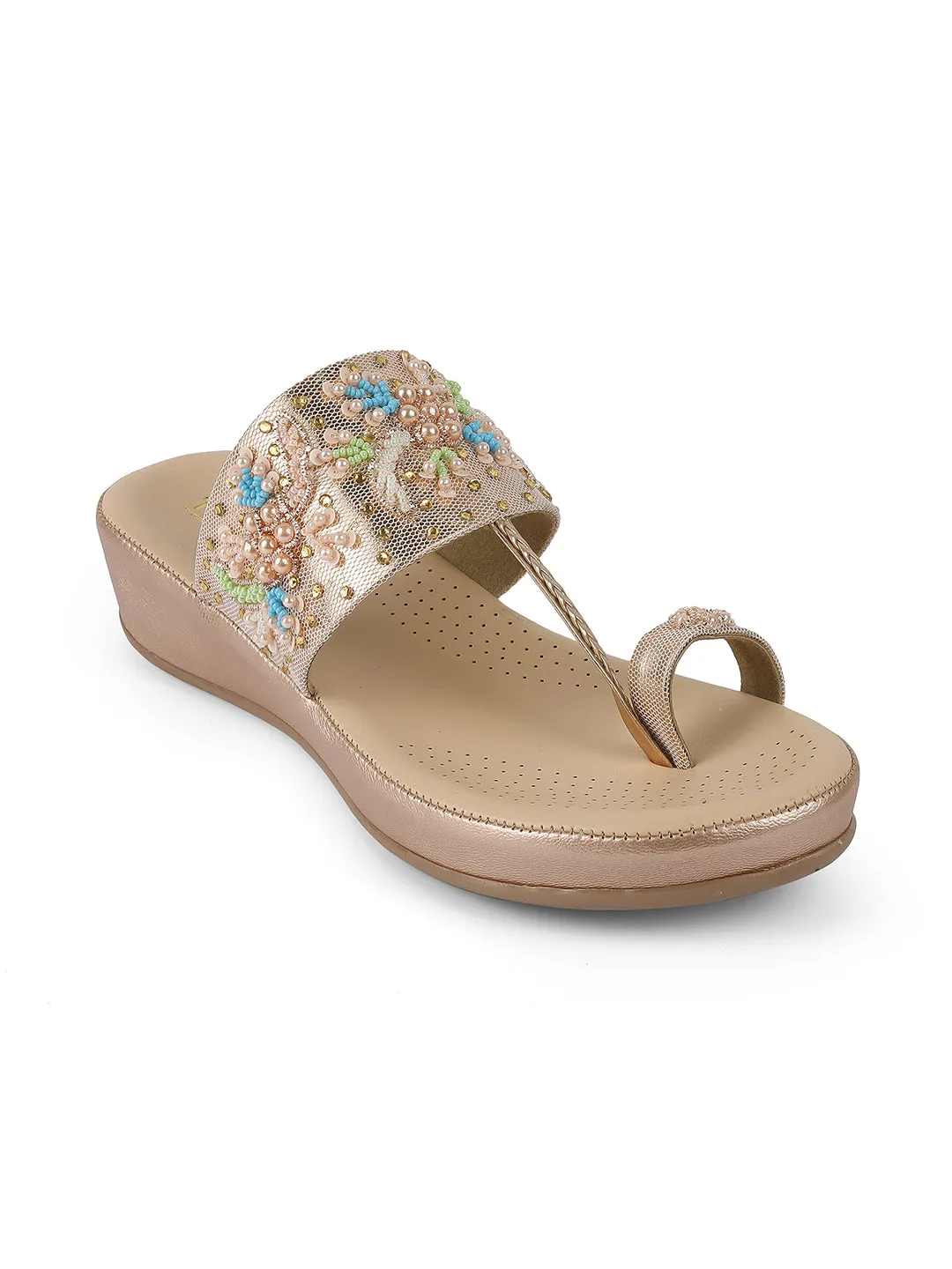 Fancy Flatform Heel V Shape Upper Synthetic Bottom Ethnic Wear Sandals