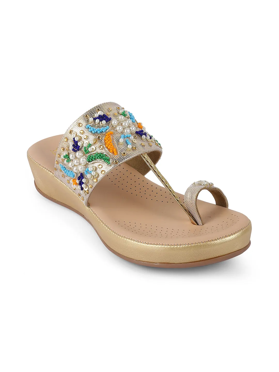 Fancy Flatform Heel V Shape Upper Synthetic Bottom Ethnic Wear Sandals