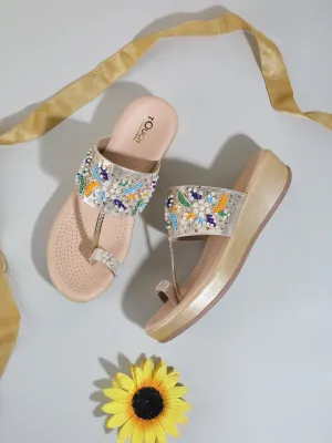 Fancy Flatform Heel V Shape Upper Synthetic Bottom Ethnic Wear Sandals