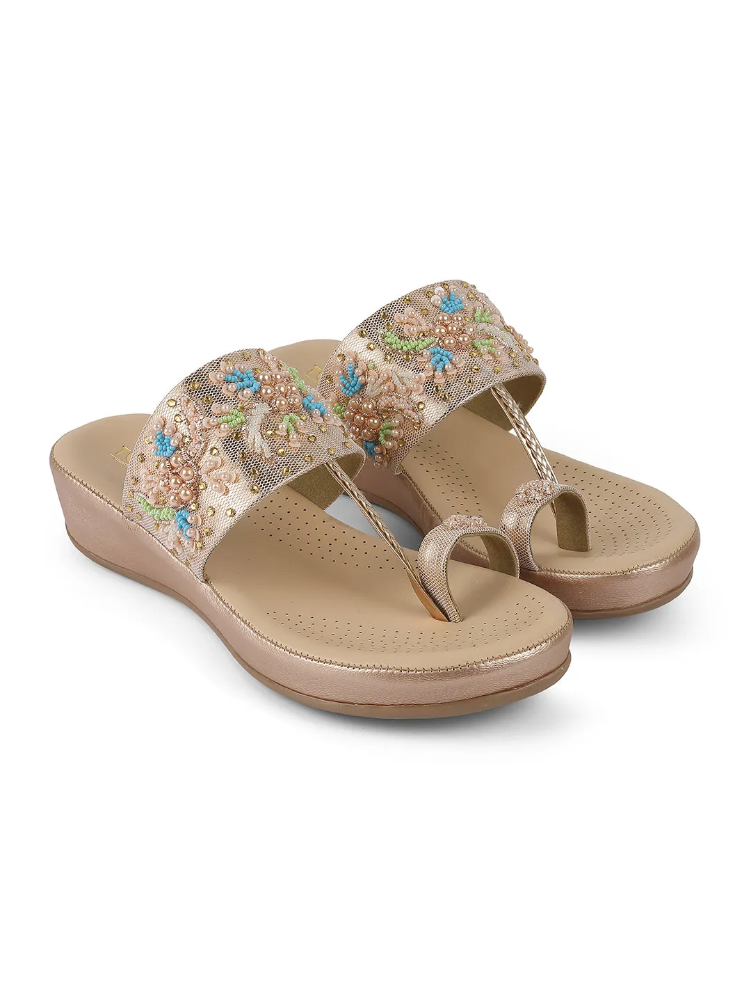 Fancy Flatform Heel V Shape Upper Synthetic Bottom Ethnic Wear Sandals