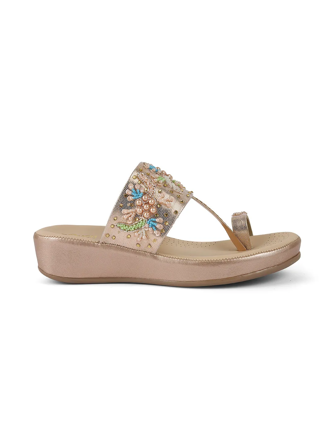 Fancy Flatform Heel V Shape Upper Synthetic Bottom Ethnic Wear Sandals