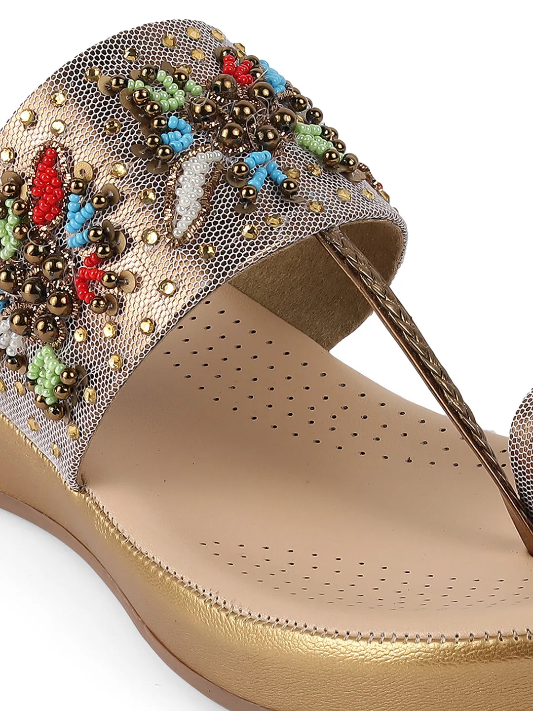 Fancy Flatform Heel V Shape Upper Synthetic Bottom Ethnic Wear Sandals