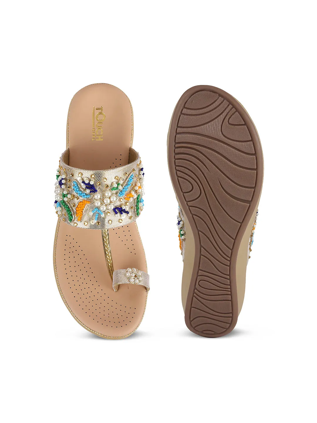 Fancy Flatform Heel V Shape Upper Synthetic Bottom Ethnic Wear Sandals